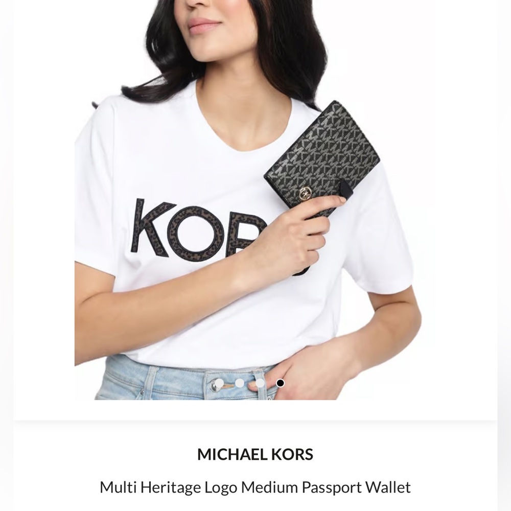 Michael Kors Black and White Logo Passport Wallet ✨brand new ✨